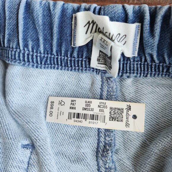 NWT Madewell Sweatpant Jogger Jeans Slouchy Relaxed Elastic Waist Blue - Picture 7 of 9